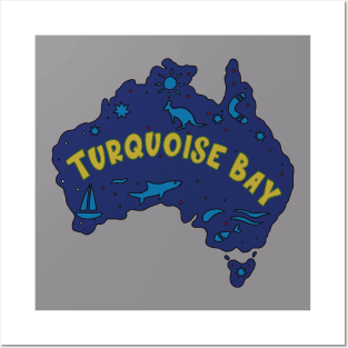 AUSSIE MAP TURQUOISE BAY Posters and Art